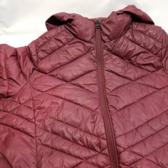Lole Winter Puff Style Burgundy Coat Jacket Size Medium Hooded - Picture 10 of 16